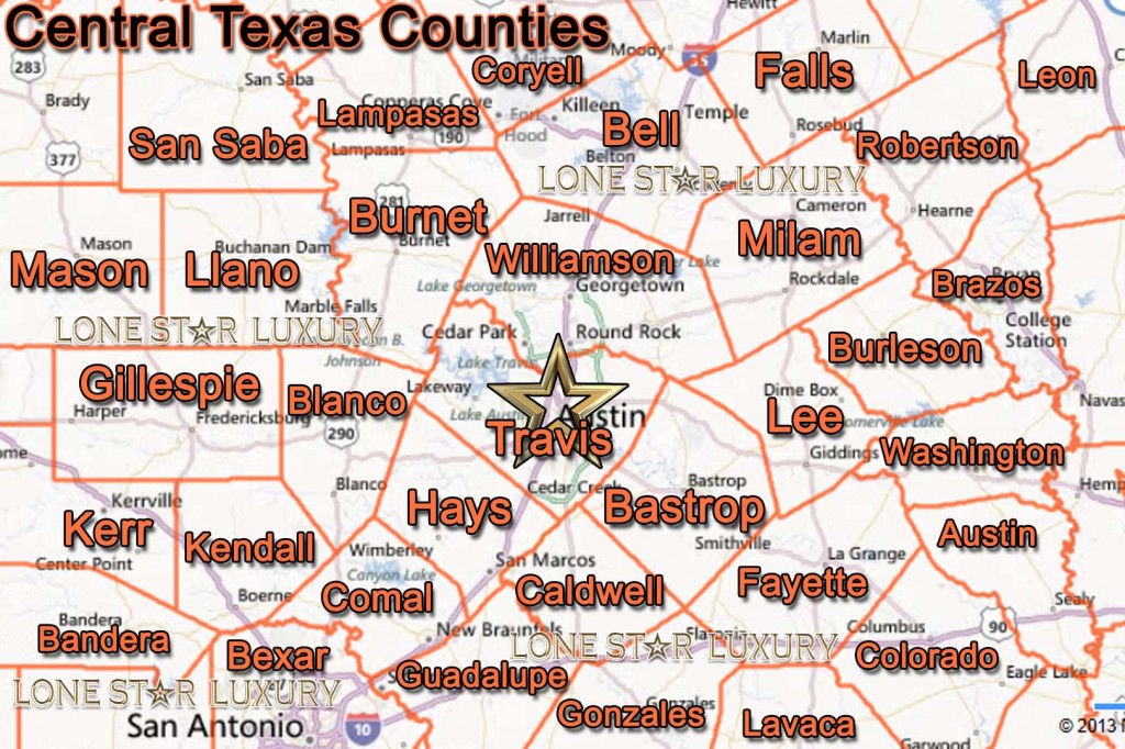 central texas counties-map